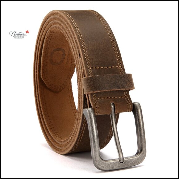 Mens Leather Belt 35mm Genuine Full-Grain Casual Jeans - Picture 1 of 7